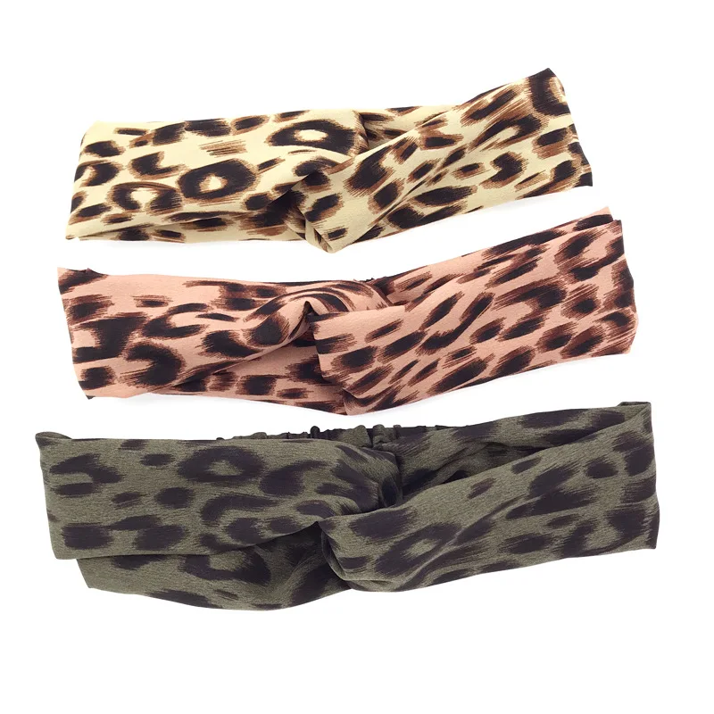 Повязка на голову женская с леопардовым принтом Модный Эластичный Бандаж узлом