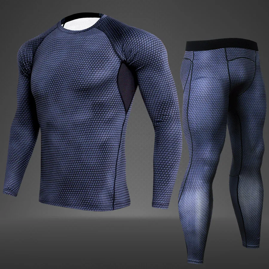 Men's Second Skin T-Shirt MMA Pants Long Sleeve Men's Compression Shirt Fitness Wear Bodybuilding MMA Rashguard Sports Set