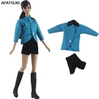 Комплект одежды для кукол Барби, топ и черные шорты, синий, 16