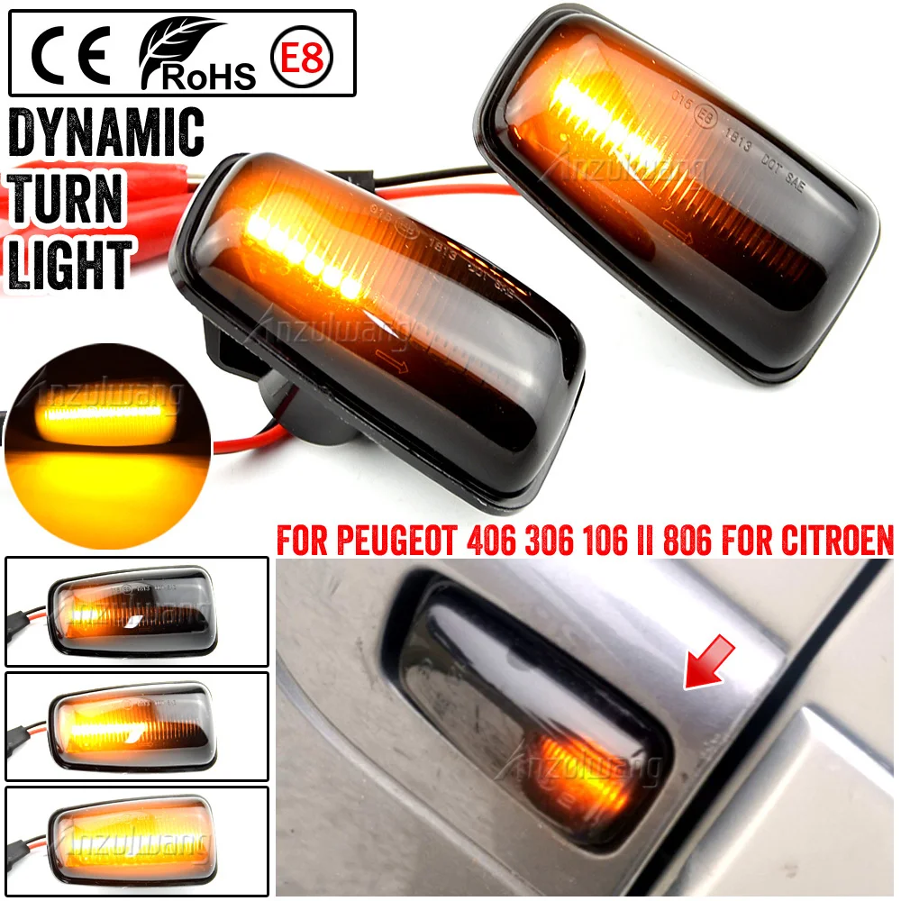 

2x Flowing Turn Signal Led Dynamic Side Marker Side Repeater Light for Peugeot 106 306 406 806 EXPERT 1 2 for Fiat Scudo Ulysse