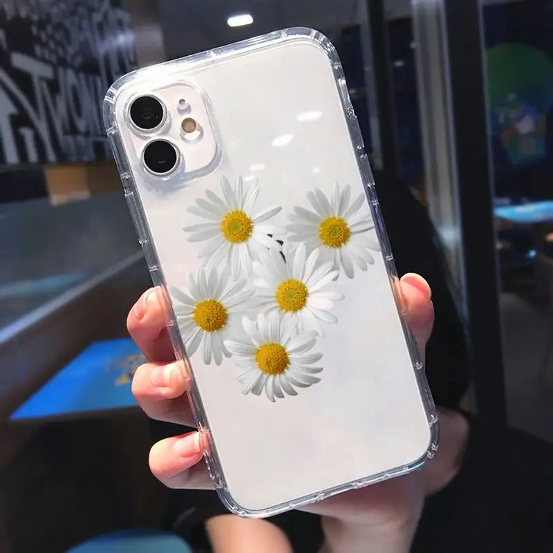 

Flower daisy Phone Cases Transparent for Clear iPhone 11 12 mini pro XS MAX 8 7 6 6S Plus X 5S SE 2020 XR