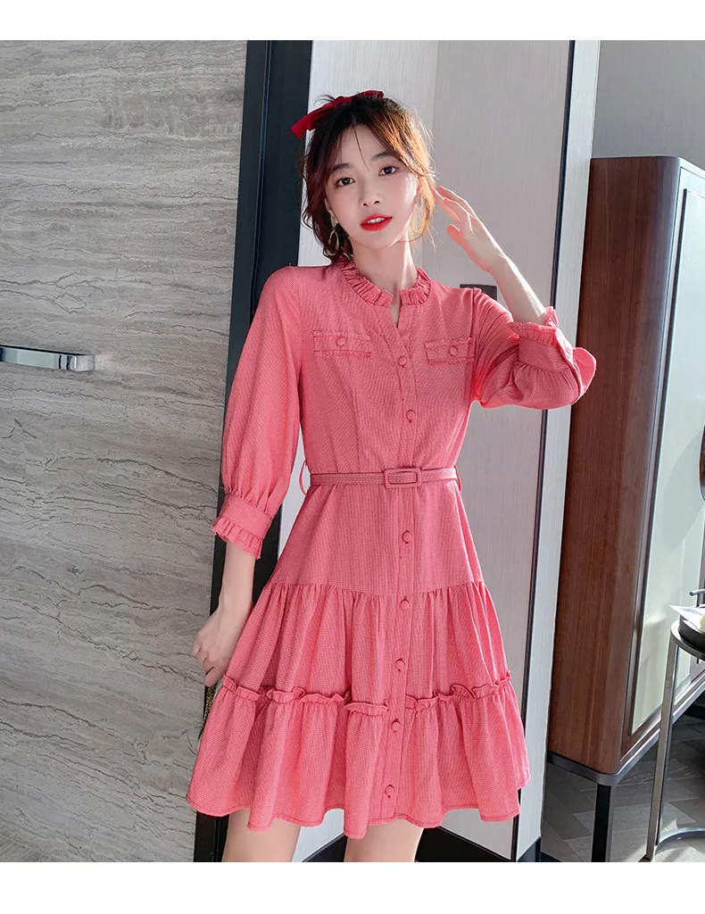 

French retro plaid skirt 2021 spring dress new Korean fashion dress