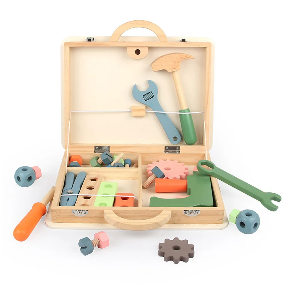 

Pretend Construction Toy With Wooden Toolbox Screw Nut Manual Skills Early Learning Educational Toys For Kids