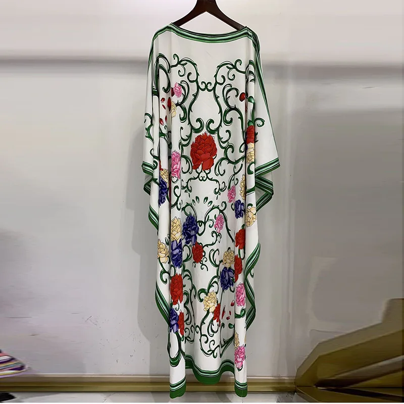 

Long Dress Women's Printed Loose O-neck Irregular Wide Dress