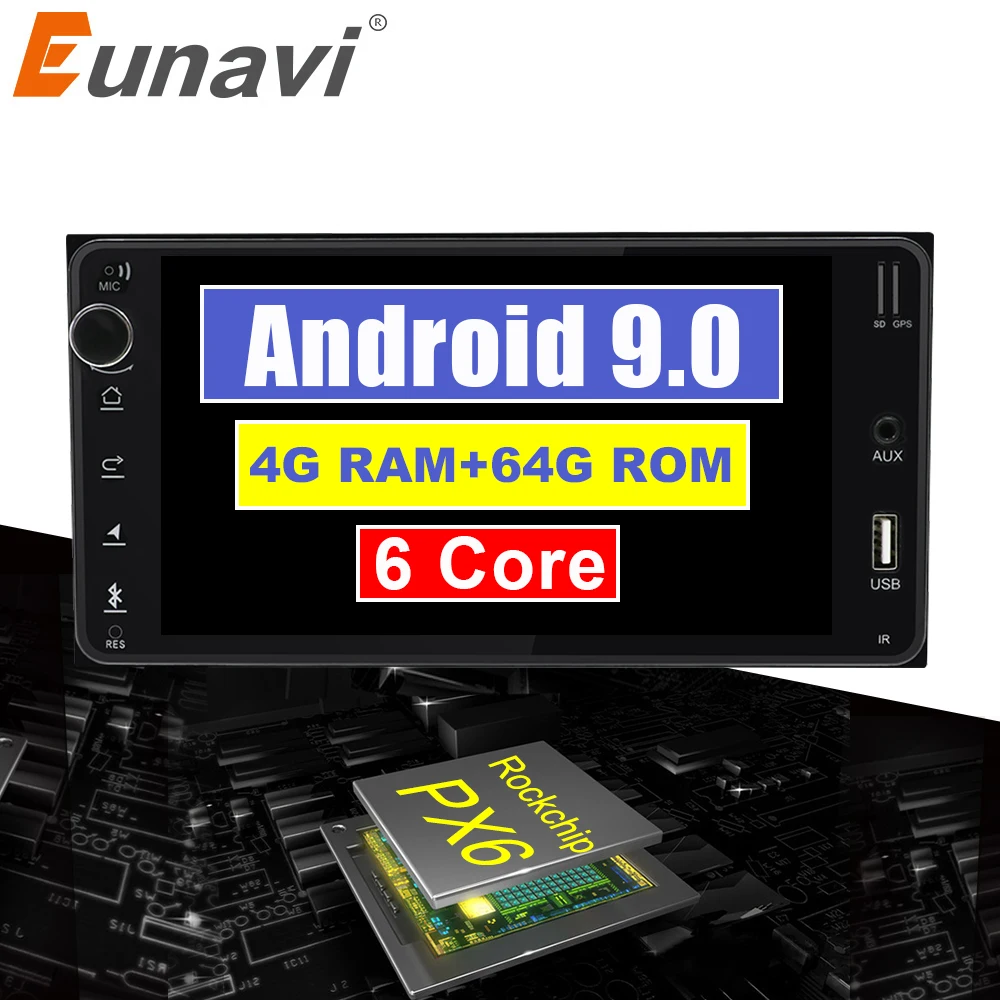 Eunavi Android 9 0 Автомобильный GPS для Toyota универсальный RAV4 COROLLA VIOS HILUX Terios Land Cruiser 100 PRADO 4G +