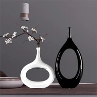 classic black white ceramic vase set european minimalist vase container furnishings ceramic crafts dried flowers decorative vase