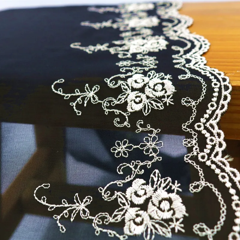 1 м дешевая черная кружевная лента 22 см шифоновая ткань с вышивкой Швейные