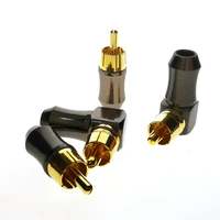 hifi rca terminals audio connector gold plug male rca adaptor speaker cable connector solder adapter elbow jack