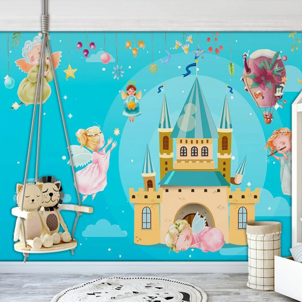 

Milofi custom 3D wallpaper mural watercolor castle fairy elf hot air balloon child room background wall decoration wallpaper