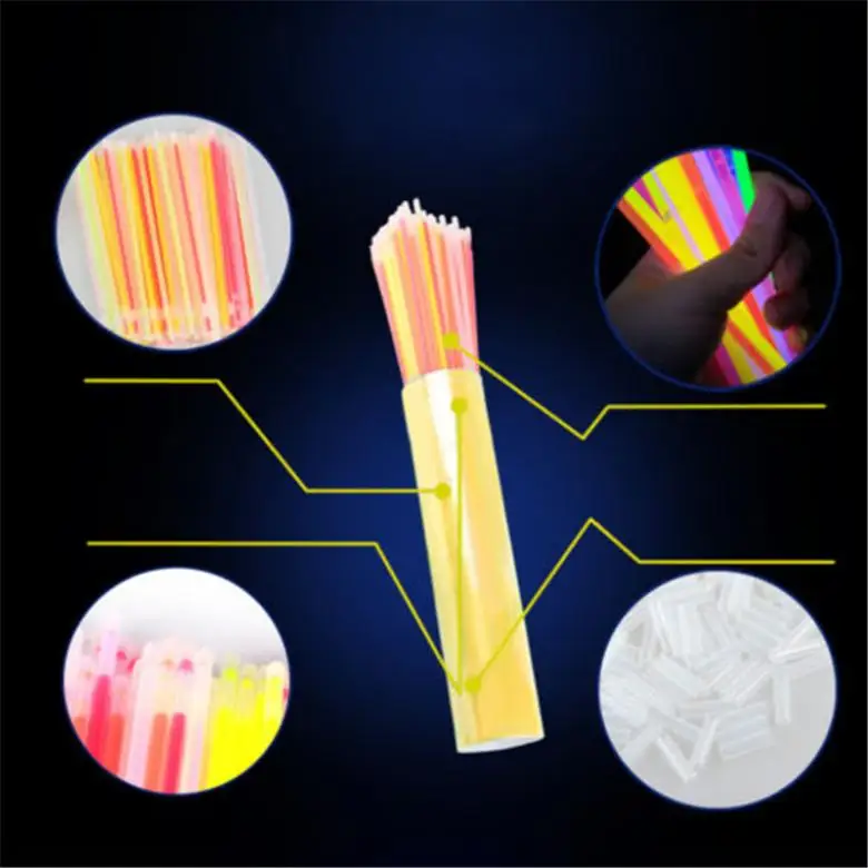 100 шт./лот светящиеся палочки браслет ожерелье свет разноцветный неоновая