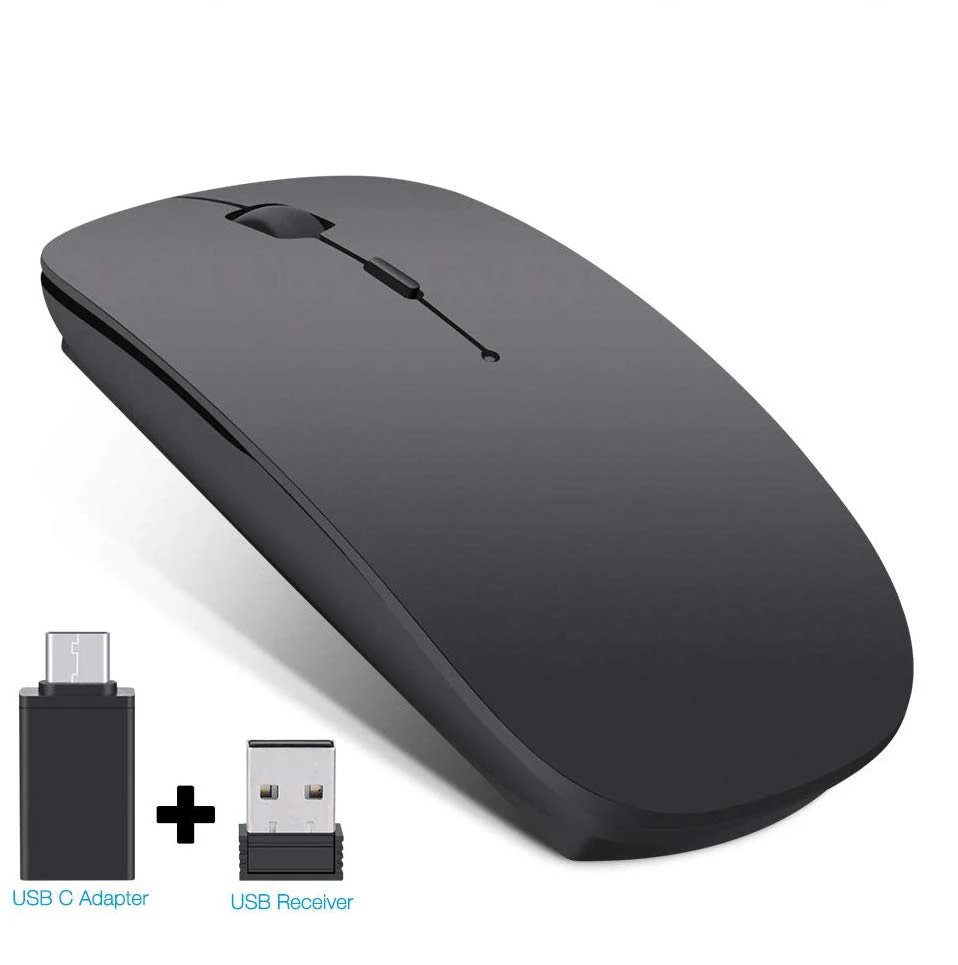 Перезаряжаемая беспроводная мышка Бесшумная щелчок оптическая мышь Мыши с usb