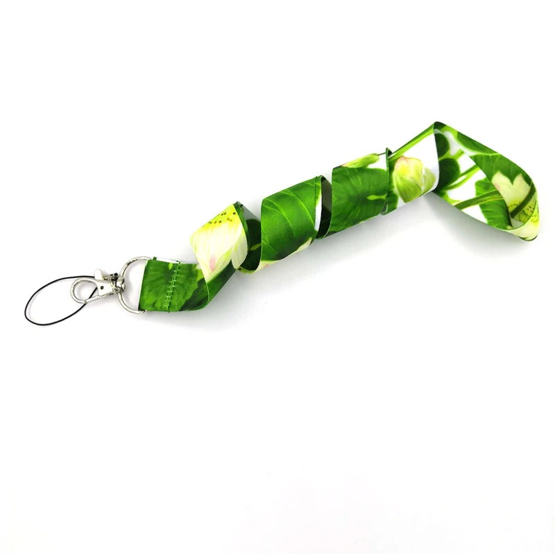 

Water Lilies Loto Flowers Mobile Phone Straps Lanyard For Keys ID Badge Holder Hang Rope Webbing Ribbon Keychain Lanyards