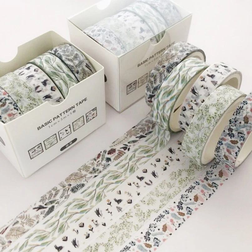 

5rolls Washi Tape Set Decorative Tape Japanese Stationery Flower Basic Washitape 3m Sakura Adhesive Scrapbooking Masking Tape