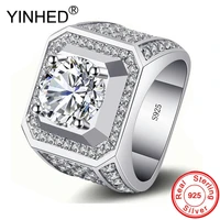 yinhed fashion big man boss jewelry 100 925 sterling silver wedding engagement rings for men cubic zirconia finger ring zr626