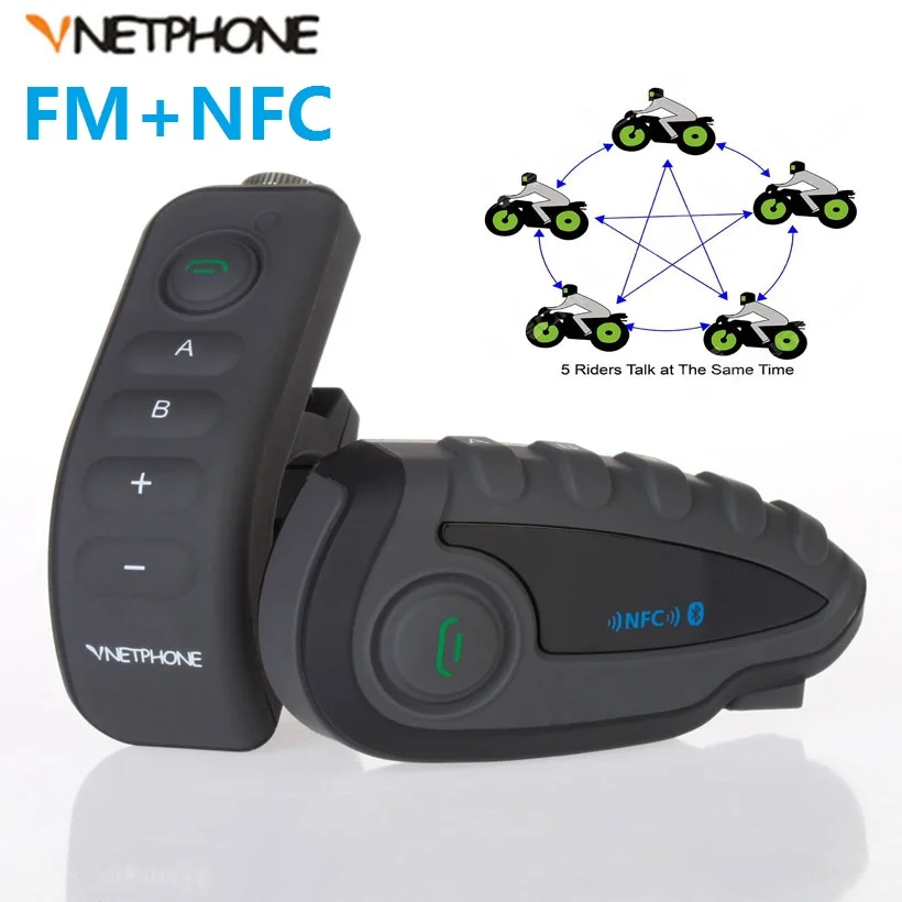 Гарнитура для мотоциклетного шлема VNETPHONE V8 водонепроницаемая с поддержкой Bluetooth 1