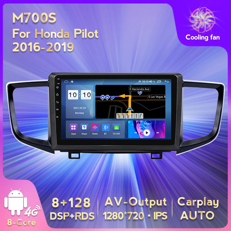 

8-ядерный 1280*720P Android 11 автомобильный радиоприемник, мультимедийный плеер для Honda Pilot 2016 2017 2018 2019 GPS навигация DSP RDS 4G LTE WiFi