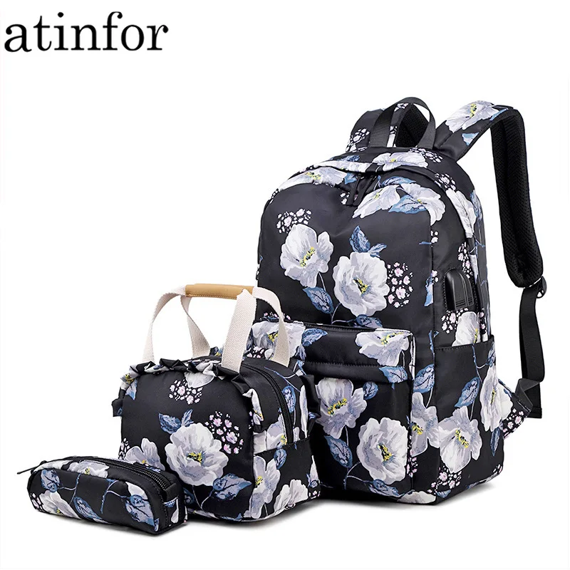 3 шт./комплект, женский водонепроницаемый рюкзак с цветочным принтом