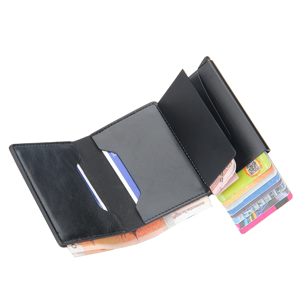 Кошелек мужской с Rfid-защитой маленький бумажник тройного сложения алюминиевый