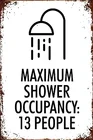 Предупреждение ный винтажный новый плакат предосторожность максимальное заполнение душ опасность металлический жестяной знак 8x12 дюймов ретро для дома ванной комнаты бассейна