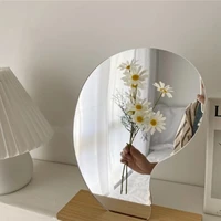 korean irregular small mirror aesthetic vanity wooden base mirror frameless bedroom specchi decorativi decorative home oc50mr