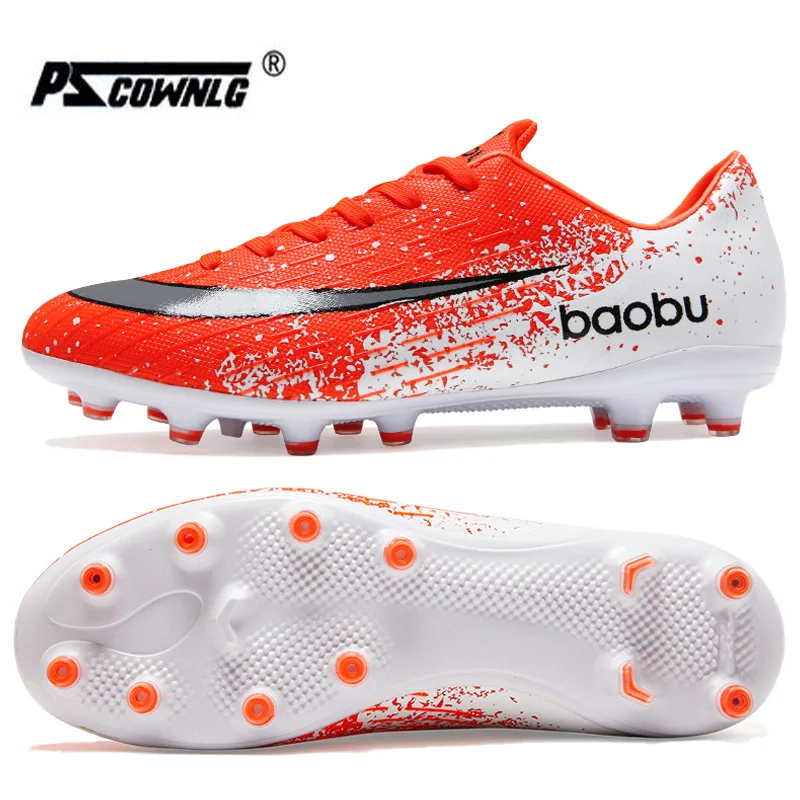

Football Boots Men Soccer Boots Cleats Ankle Long Spikes TF Spikes High Top Sneakers Soft Indoor Turf Futsal Child Soccer Shoes