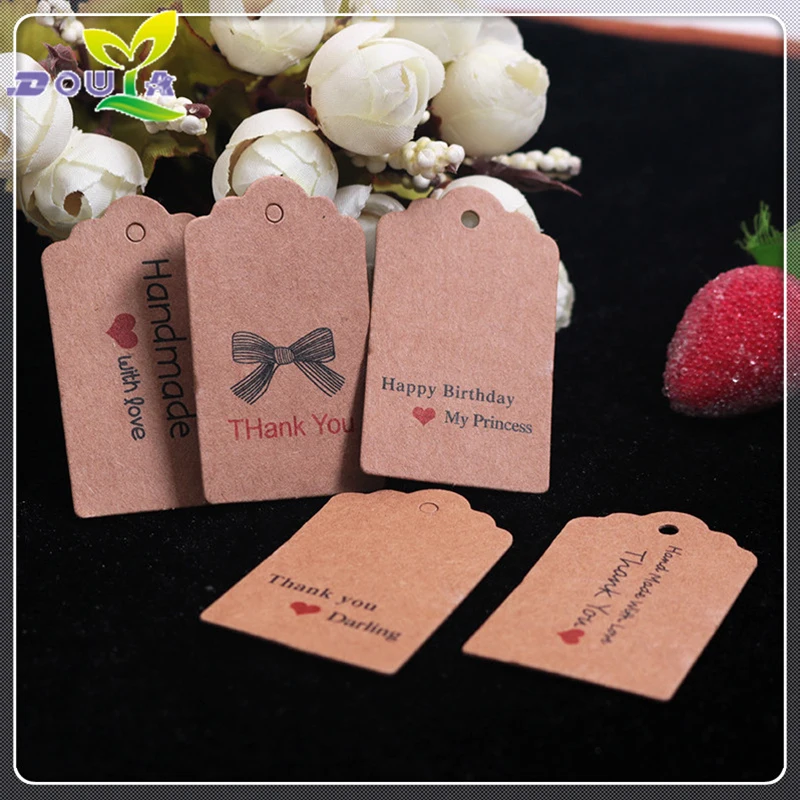 Спасибо за подарки ярлыки ручной работы с любовью из крафт-бумаги для одежды