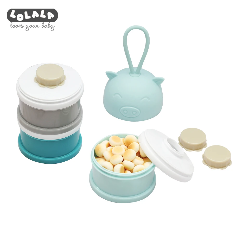 3-layer Portable Baby Food Storage Box Cartoon Pig Grain Milk Powder Heart-shaped Dinosaur Water Towel | Мать и ребенок