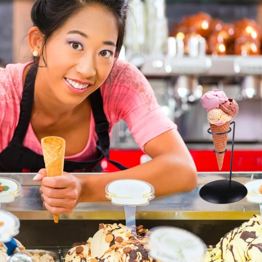 

1Pc Iron Art Ice Cream Holder Snow Cone Display Rack Creative Ice-cream Stand