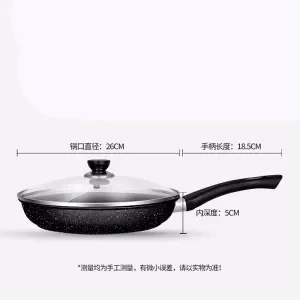 26cm with lid Сковорода антипригарная сковорода без масла дымовой горшок Бытовая маленькая сковорода универсальная индукционная плита газовая плита сковорода кухонный горшок - Цвет: 26cm with lid