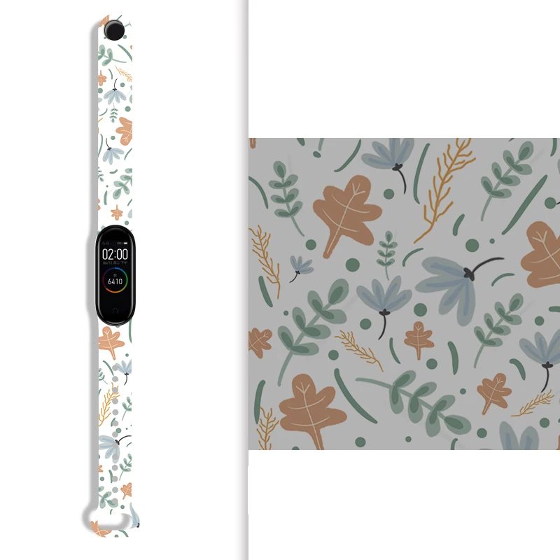 for Xiaomi Miband 3 4 5 6 Colorful Graffiti pattern Waterproof Silicone Strap Replacement xiaomi mi band 5 strapmi band 4