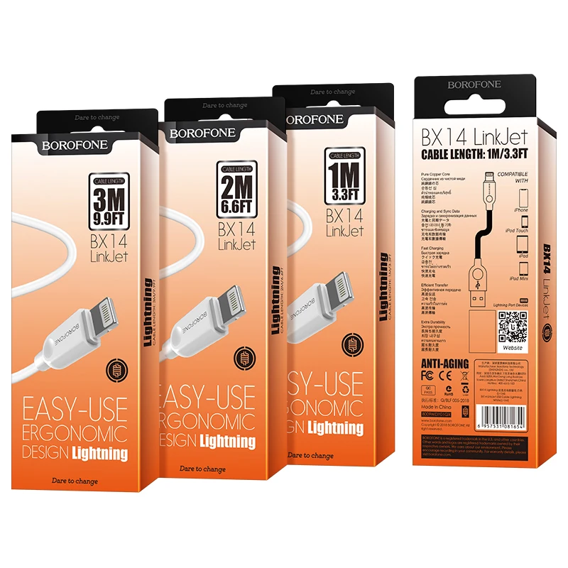 

BOROFONE USB Cable For iphone cable 12 11 pro max Xs Xr X SE 8 7 6 plus fast charging Type C Cable1m 2 m 3m For iphone charger