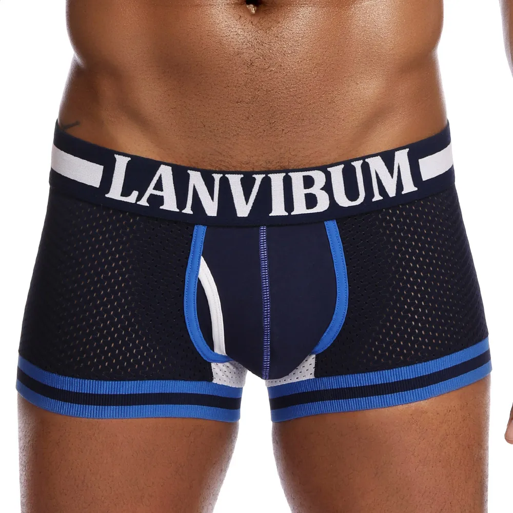 Lanvibum нижнее белье Для мужчин трусы боксеры сетчатые шорты Прозрачное в сеточку