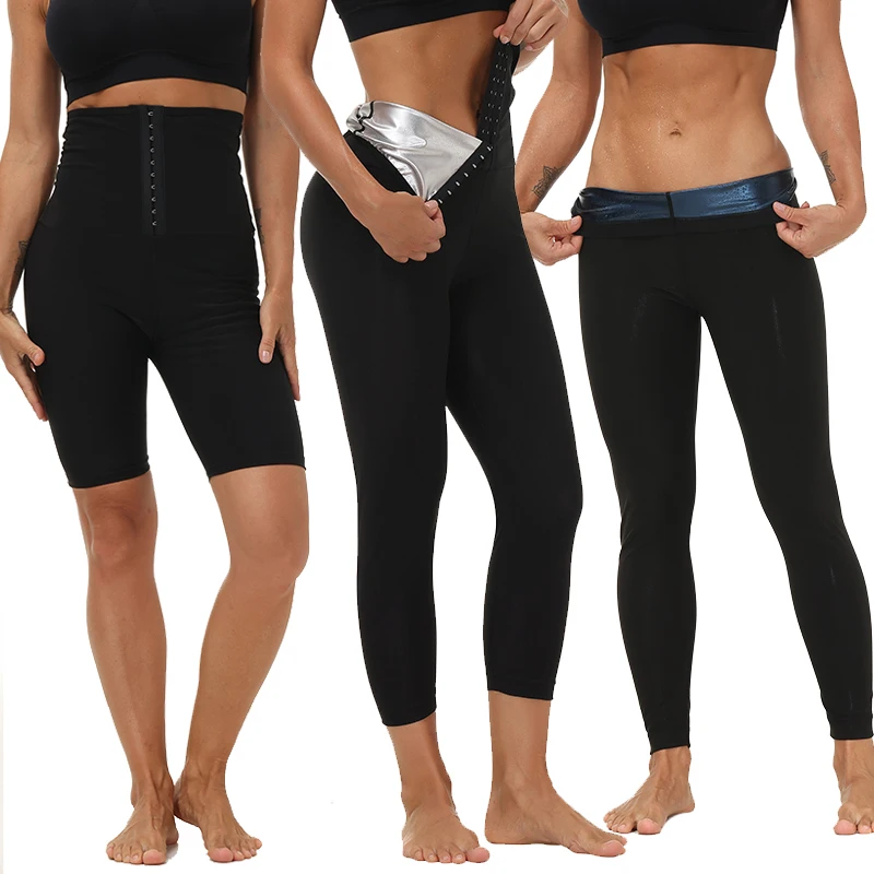 Women's Sauna Leggings Compression High Waist Yoga Pants Thermo Sweat Capris Workout Shorts Slimming Sheath Belt Hot Tights Faja