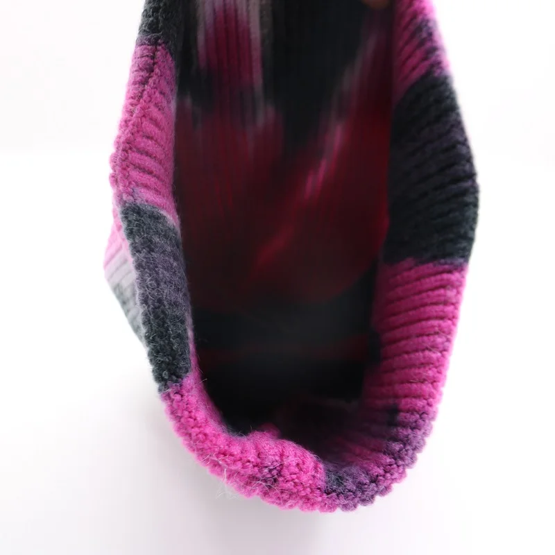 

Autumn And Winter Men And Women Knitted Fashion Tie-dye Detachable Fur Ball Outdoor Warm Hat