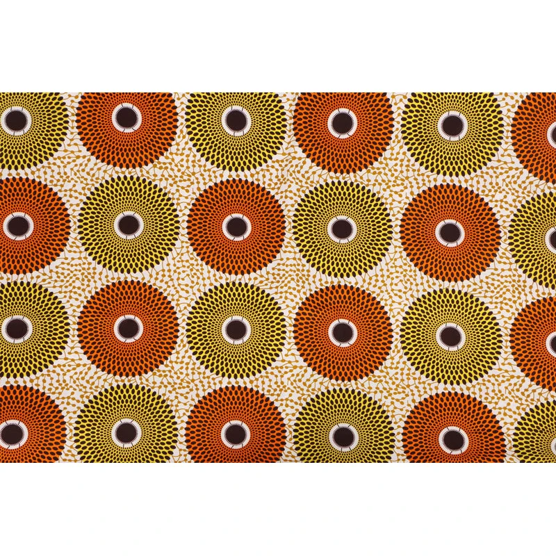 Новое поступление 2019 оранжевая и желтая ткань с принтом в горошек 100% полиэфирная