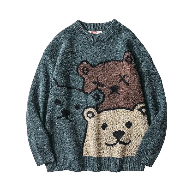 

Cartoon Pattern Sweaters for Male 2021 Autumn Winter Tops Long Sleeve Knitted Sweater Lovers Loose Sweaters & Pullovers PDG2248