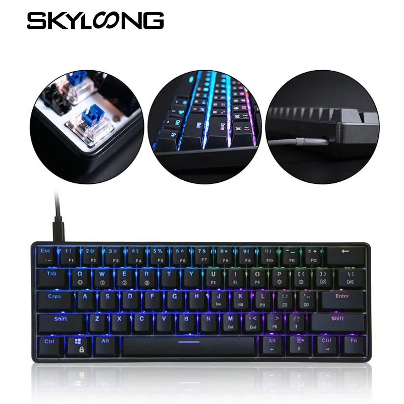 Оптическая клавиатура SKYLOONG GK61 проводная игровая механическая с RGB подсветкой и