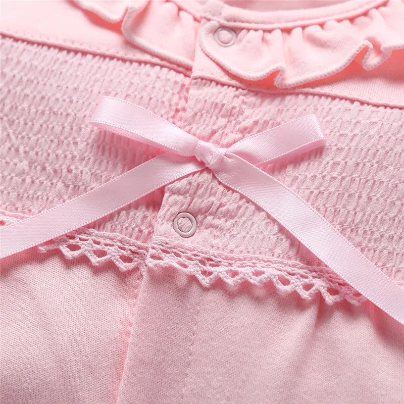 

Infant Baby Girls Long Sleeve Solid Lace Ruffles Romper Jumpsuit+Hat Outfits ubranka dla niemowlat #4AA01