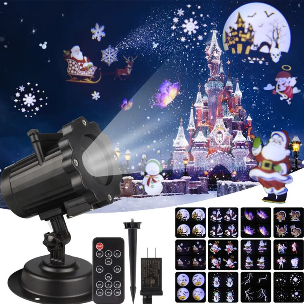 

LED Christmas Night Projector Lamp Snowflake Christmas Decorations for Home Outdoor Santa Claus Xmas New Year Gifts 12 Movies
