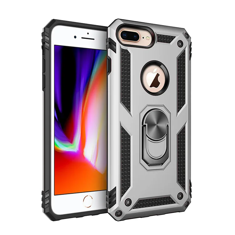silver Для iphone 7 чехол противоударный чехол автомобильный держатель кольцо корпус чехол для iphone 8 6 6S Plus 5 5S se& iphone X XR XS 11 pro MAX - Цвет: silver