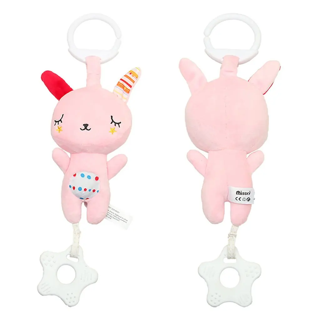 

Baby Multi-function Bear Rabbit Teether Pendant Plush Sound Music Toys Cute Cartoon Animals Doll Stroller Hanging Doll Toy Gift