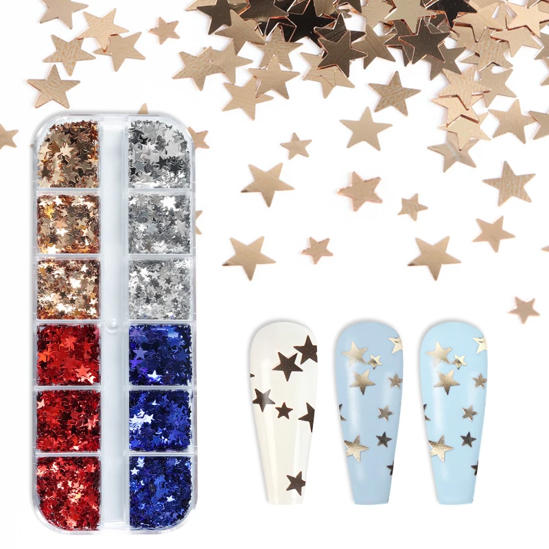 

Sparkly Star Shape Sequins For Nails Designs Manicure 3D Mixed Size Ultra-thin Glitter Flakes Decorations Nail Art Accessories