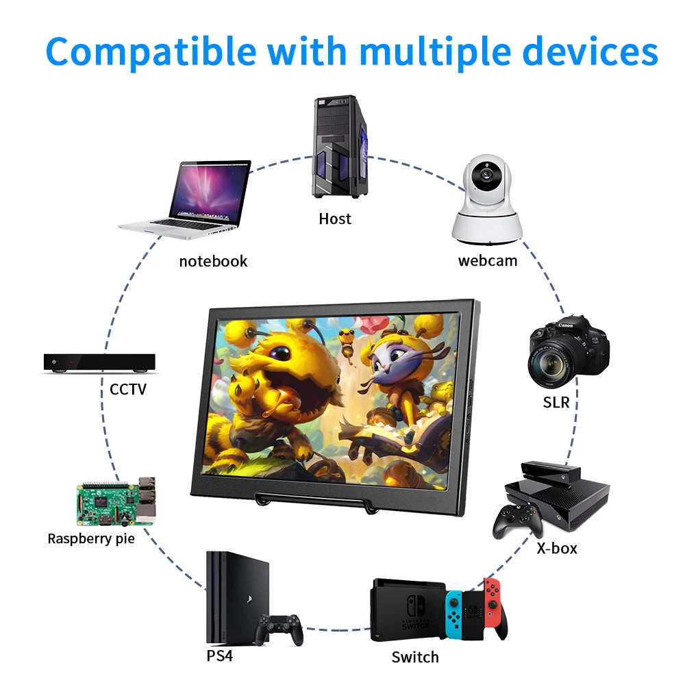 저렴한 10.1 인치 터치 휴대용 모니터 2560X1600 Usb HDMI 호환 컴퓨터 Windows 10 Ps4 스위치 Xbox 전화 노트북 게임 모니터