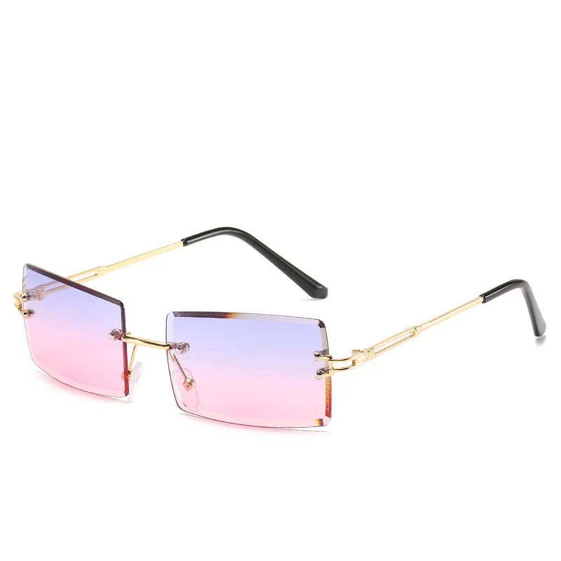 

2020 Trendy Sunglasses Men Women Rimless Square Sun Glasses Fashion Metal Designer Wholesale PC Sun Shades Party Eyewear