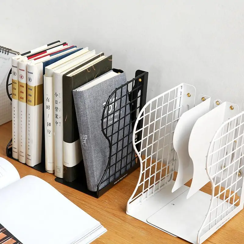 

1PC Creative Retactable Grid Metal Adjustable Reading Book Bookends Stand Holder Bookshelf Document Magazine Organizer Holder