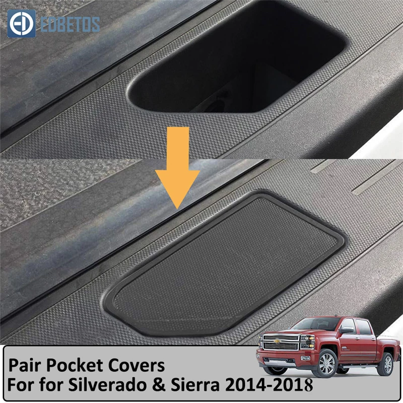

1 Pair Pocket Covers For Chevy Silverado GMC Sierra Stake Hole Plugs 2014-2018 Truck Bed Rail Stake Pickup Odd Shaped Holes Caps