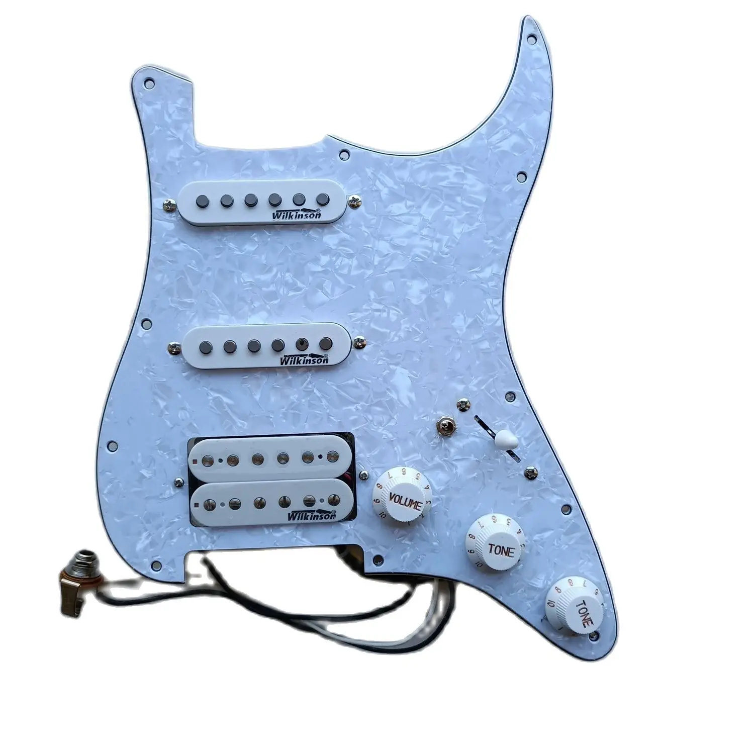 

Обновленная Предварительно Проводная накладка на гитару SSH, белый вилкинсон WVS Alnico 5 пикапов, 7 каналов, Swtich для брызговика, строт, гитарный сварочный жгут