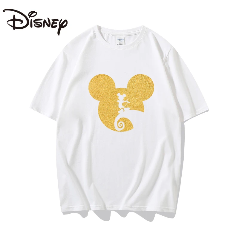 

Disney Year of the Rat trendy loose-fitting Korean lovers' all-match top cartoon Mickey head hot gold short-sleeved T-shirt
