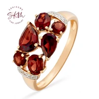skm flower rings for women garnet rings 14k rose gold brand designer engagement wedding rings designer luxury fine jewelry