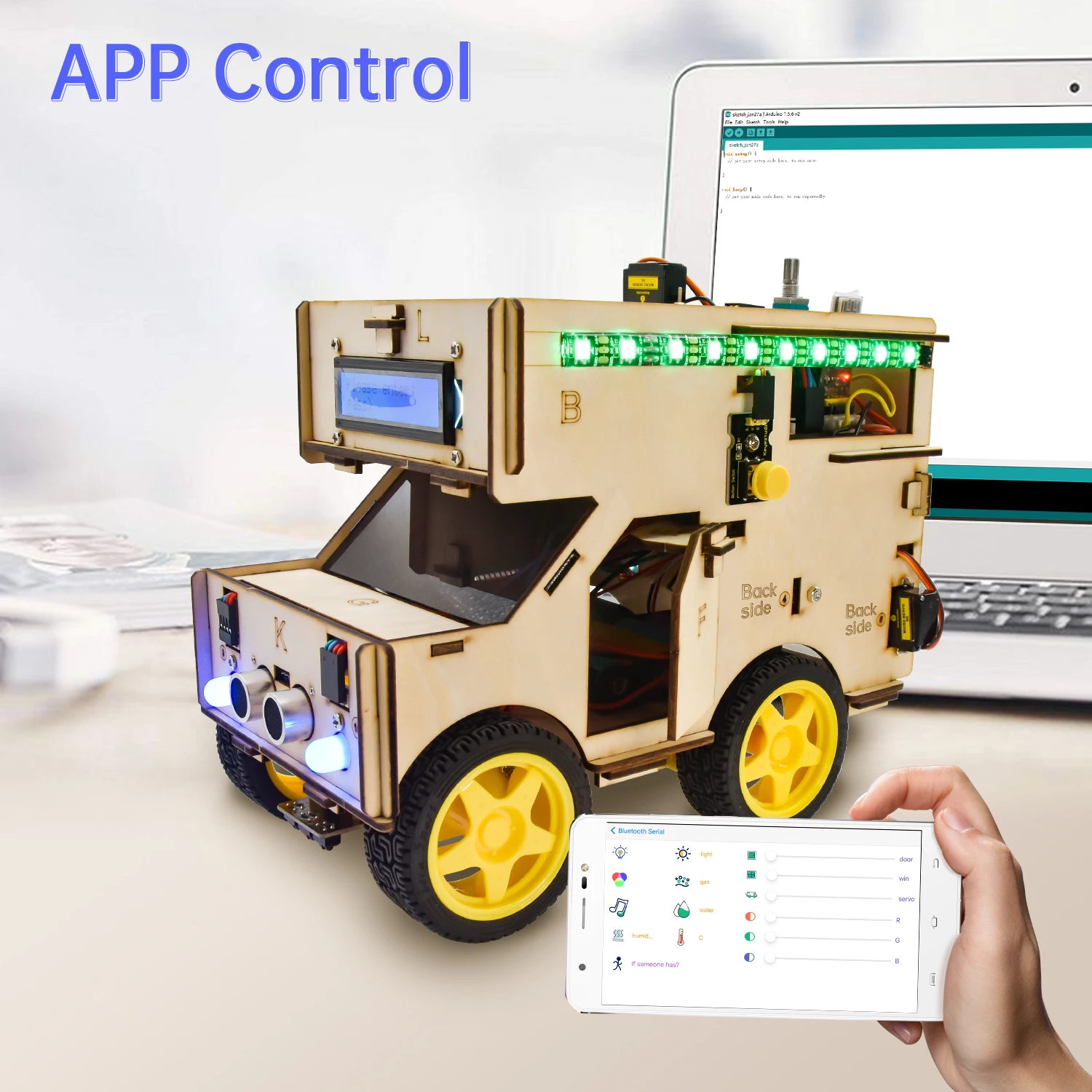 Keyestudio Smart RV Robot  Starter  Kit  Motorhome House Car for Arduino Robot  STEM  Programming Car Toys for Kids Android/IOS
